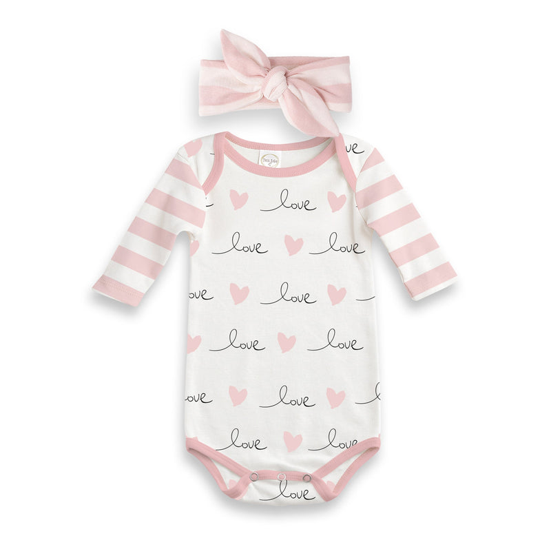 Tesa Babe Baby Girl Clothes Love Bodysuit Set