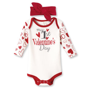 Tesa Babe Baby Girl Clothes My First Valentine's Day Bodysuit & Headband Set