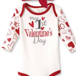 Tesa Babe Baby Girl Clothes My First Valentine's Day Bodysuit & Headband Set