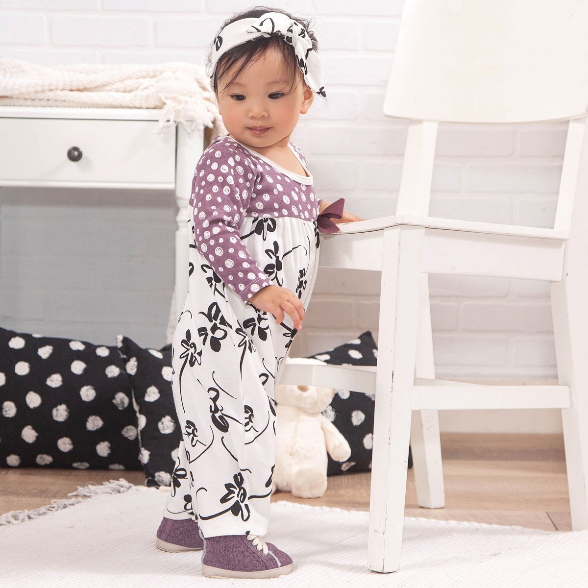 Tesa Babe Baby Girl Clothes Romper / 3-6 Months Painterly Petals Bubble Romper