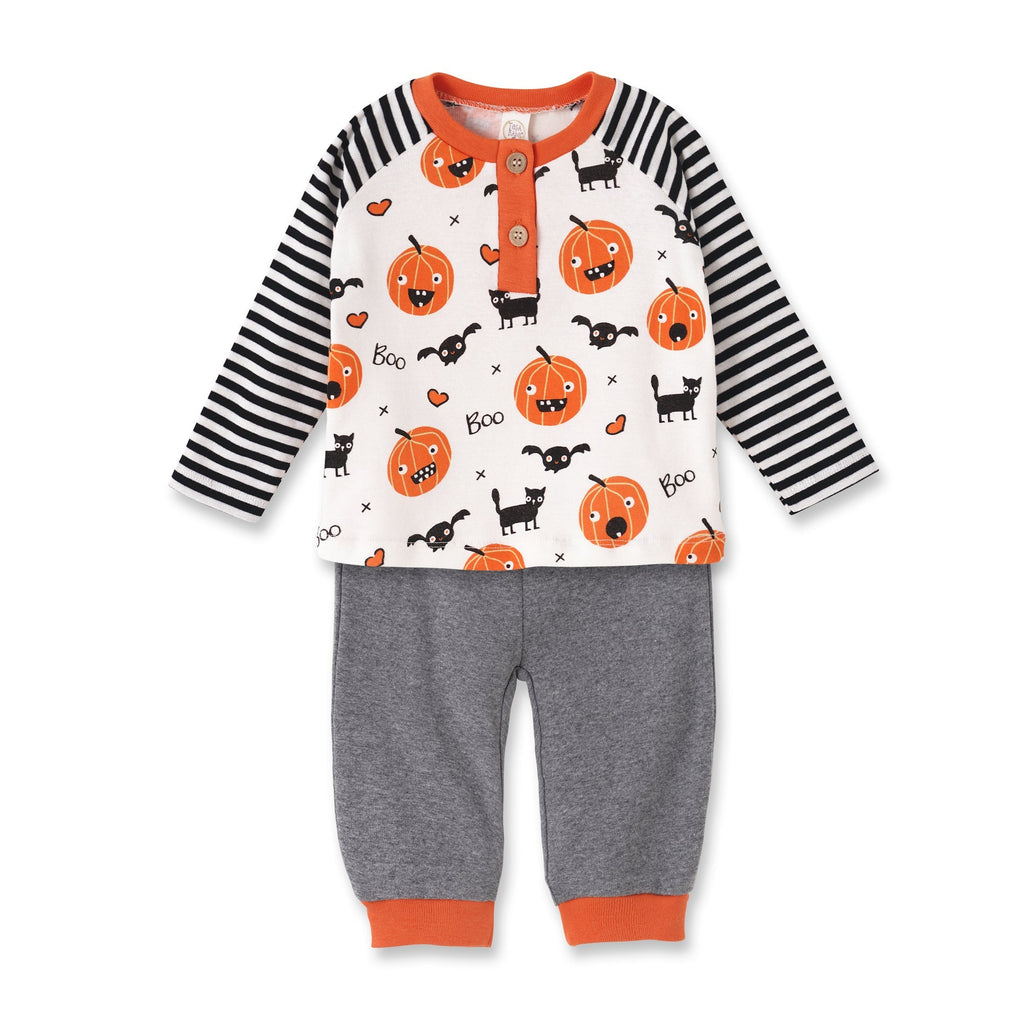 Tesa Babe Baby Girl Clothes Top & Pants / 12-18 months Playful Pumpkins Set in Bamboo/Cotton