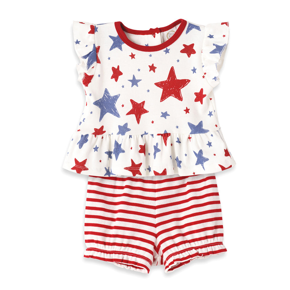 Tesa Babe Baby Girl Clothes Stars Stripes Top & Shorts
