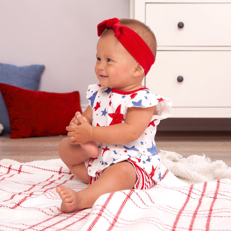 Tesa Babe Baby Girl Clothes Stars Stripes Top & Shorts 2Pc Set