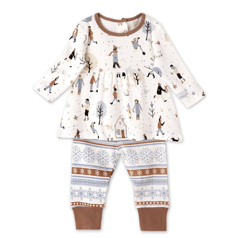Tesa Babe Baby Girl Clothes 3-6 months Winter's Day Top Pants - Organic Cotton
