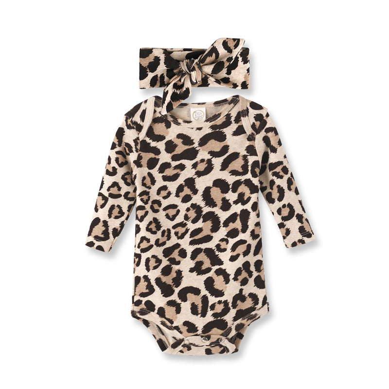 Tesa Babe Baby Girl Gift Sets Gift Set / 0-3M 2-Pc Gift Set Leopard Bodysuit