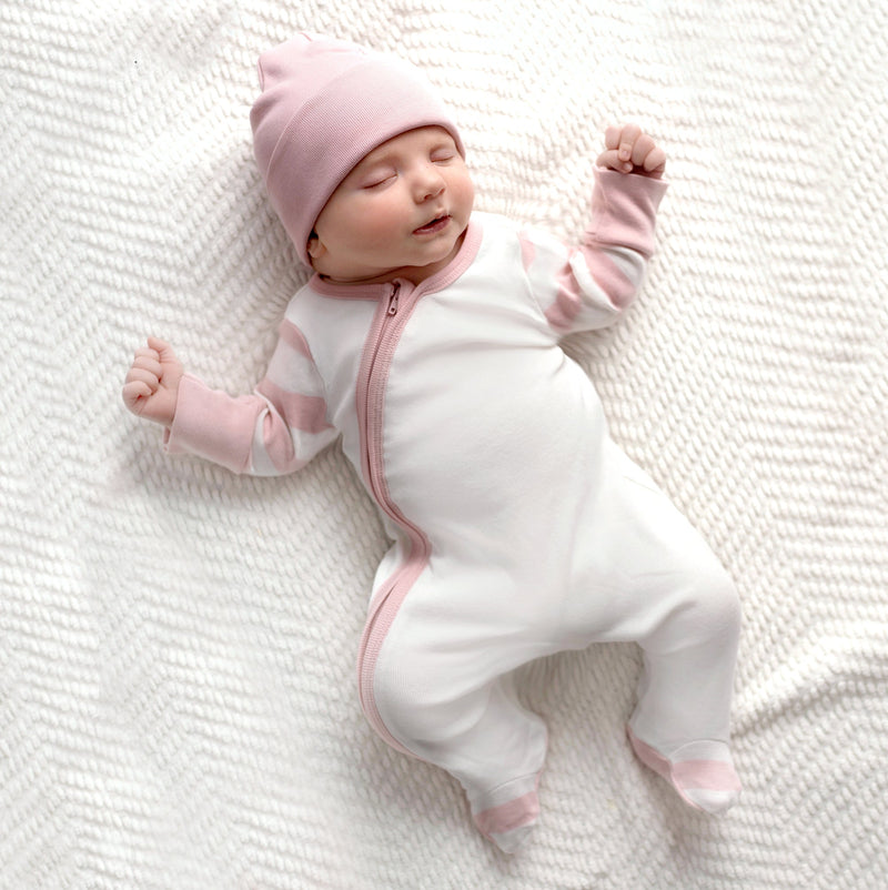 Tesa Babe Baby Girl Gift Sets Gift Set / 0-3M 2-Pc Gift Set Zipper Romper Pink Stripes