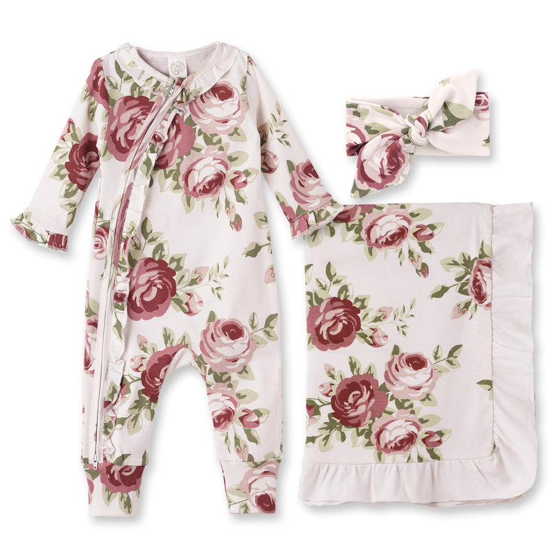 Tesa Babe Baby Girl Gift Sets Gift Set / Newborn 3-Pc Gift Set Cabbage Rose