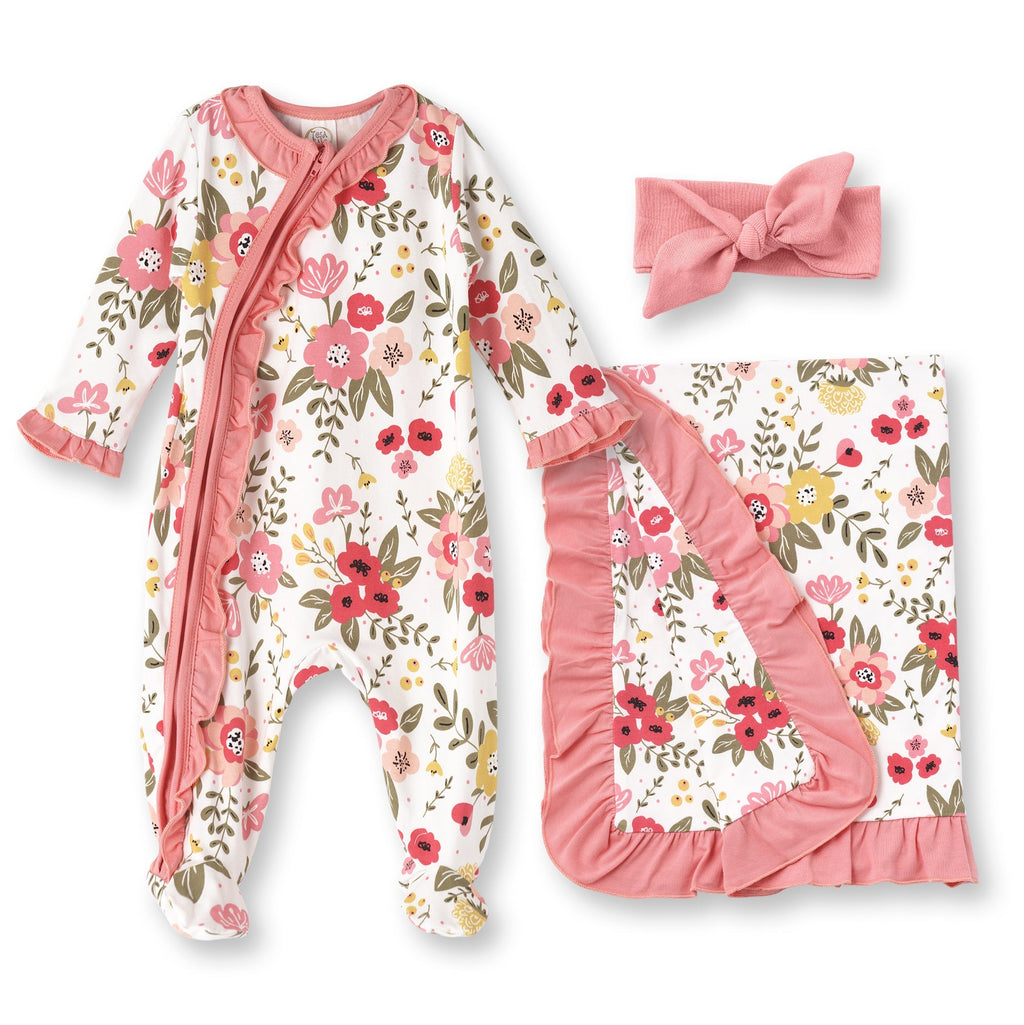 Tesa Babe Baby Girl Gift Sets Gift Set / NB 3-Pc Gift Set Floral Garden