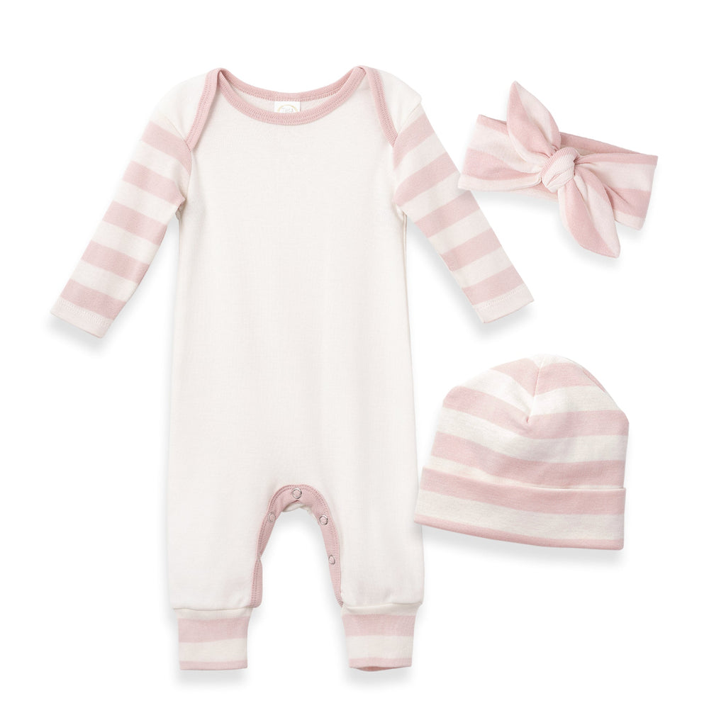 Tesa Babe Baby Girl Gift Sets Gift Set / NB 3-Pc Gift Set Pink Stripes