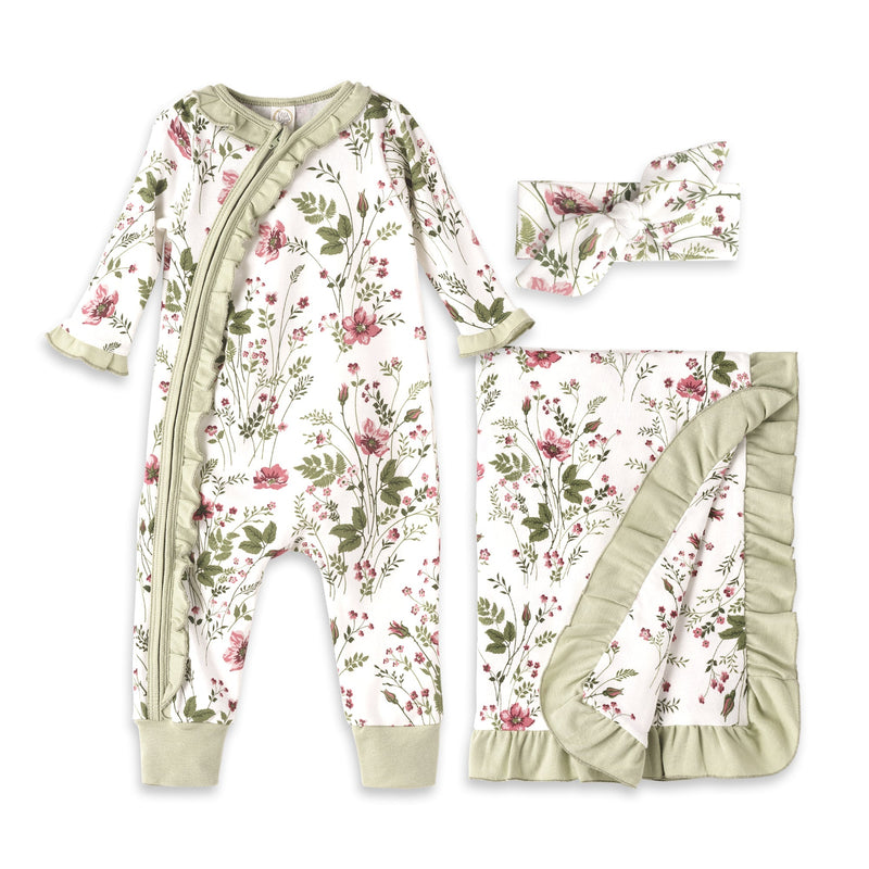 Tesa Babe Baby Girl Gift Sets Gift Set / NB 3-Pc Gift Set Pretty Petals/Pink