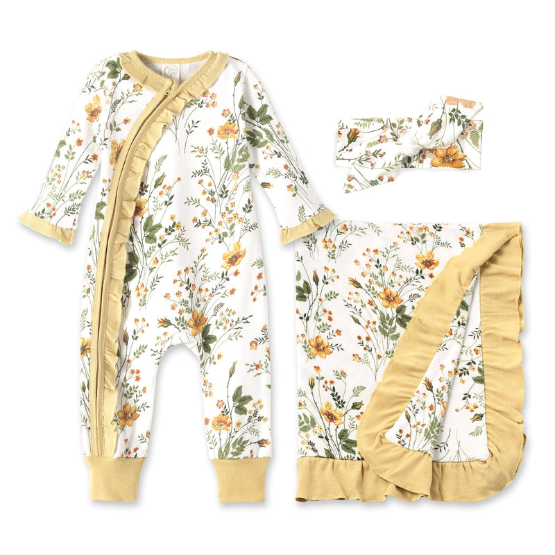 Tesa Babe Baby Girl Gift Sets 3-Pc Gift Set Pretty Petals/Yellow