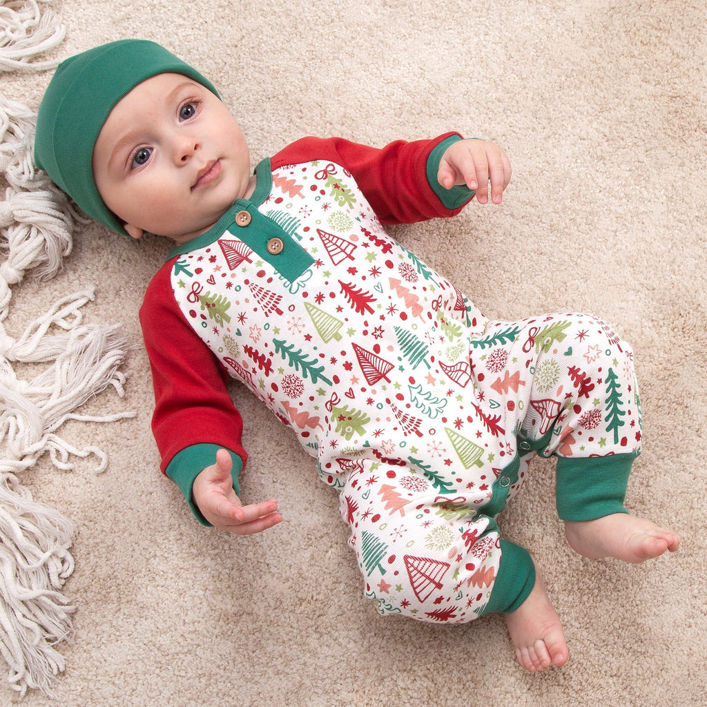 Tesa Babe Baby Unisex Clothes Cozy Christmas Henley Romper