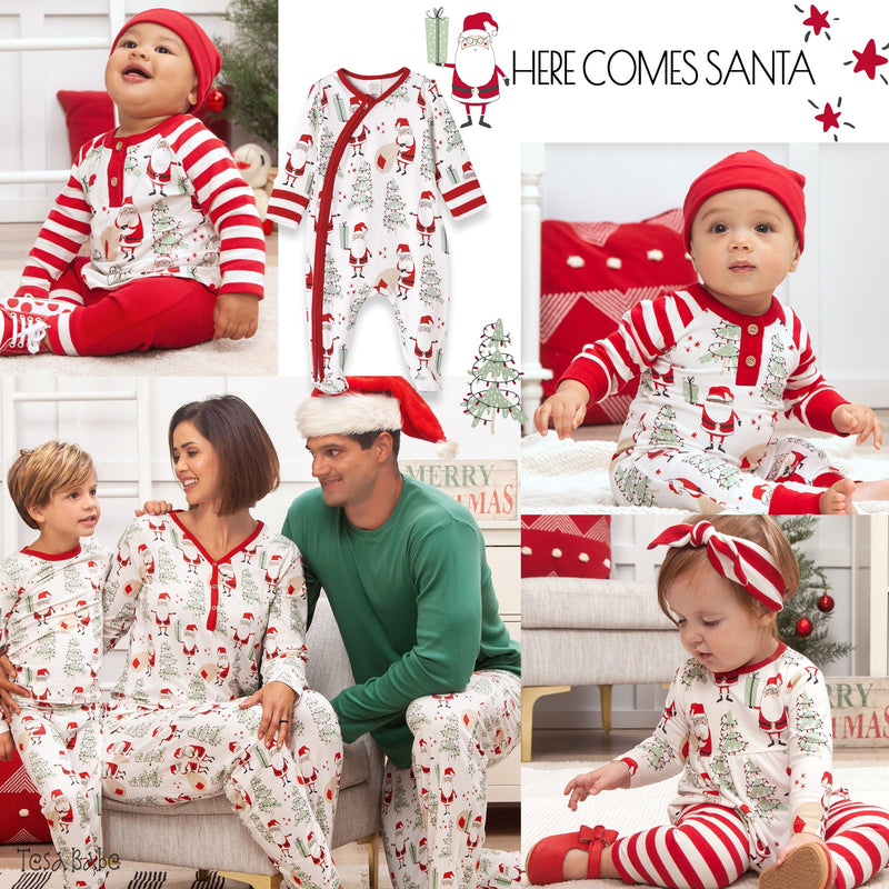 Tesa Babe Baby Unisex Clothes Here Comes Santa Footed Zipper Romper