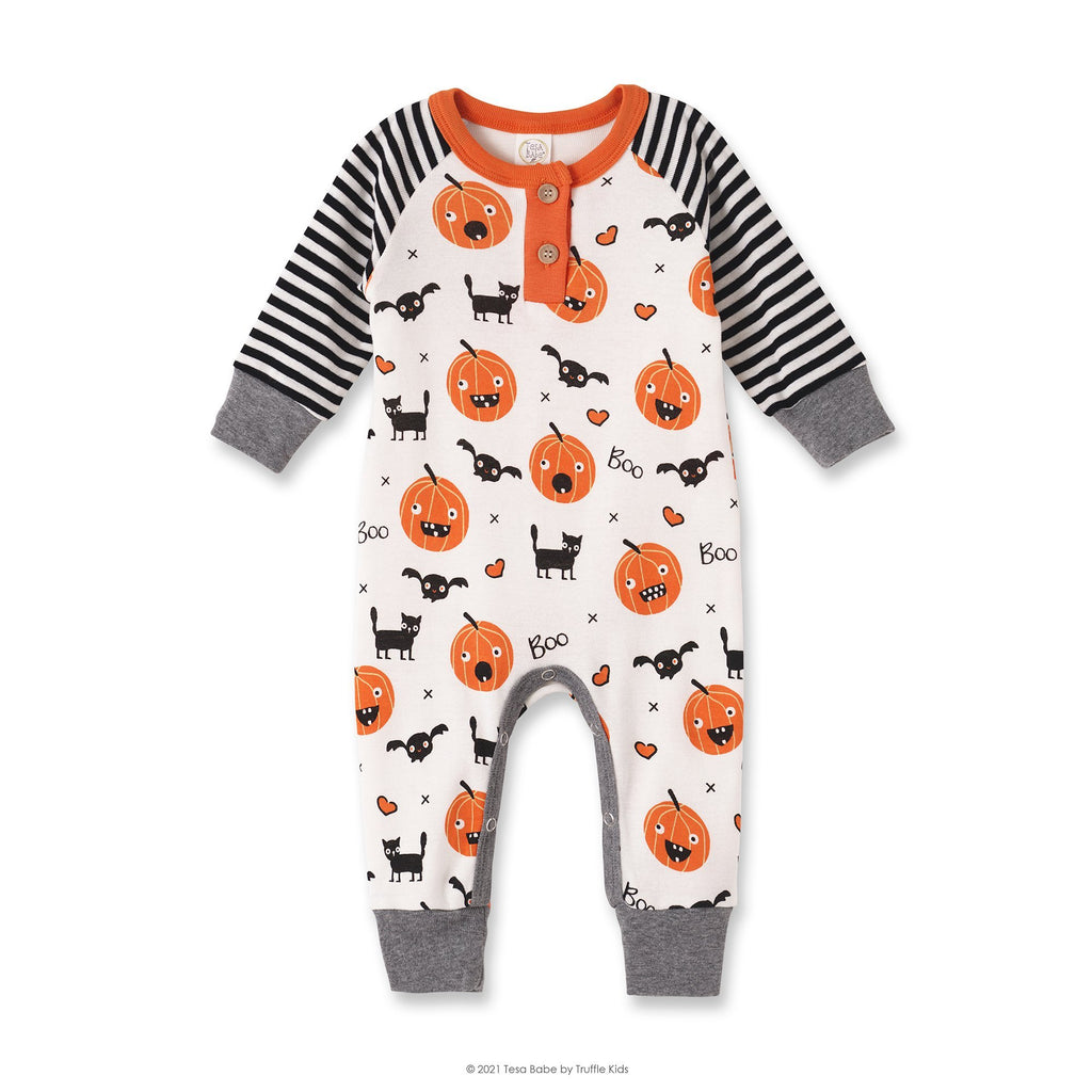 Tesa Babe Baby Unisex Clothes Romper / Newborn Playful Pumpkins Henley Romper