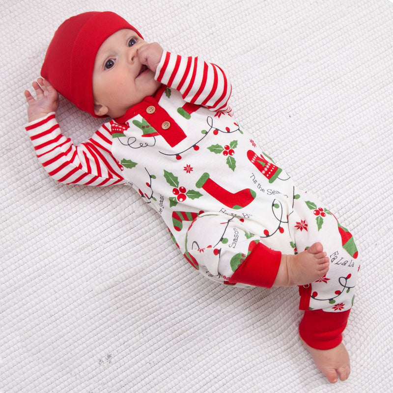 Tesa Babe Baby Unisex Clothes Tis The Season Henley Romper