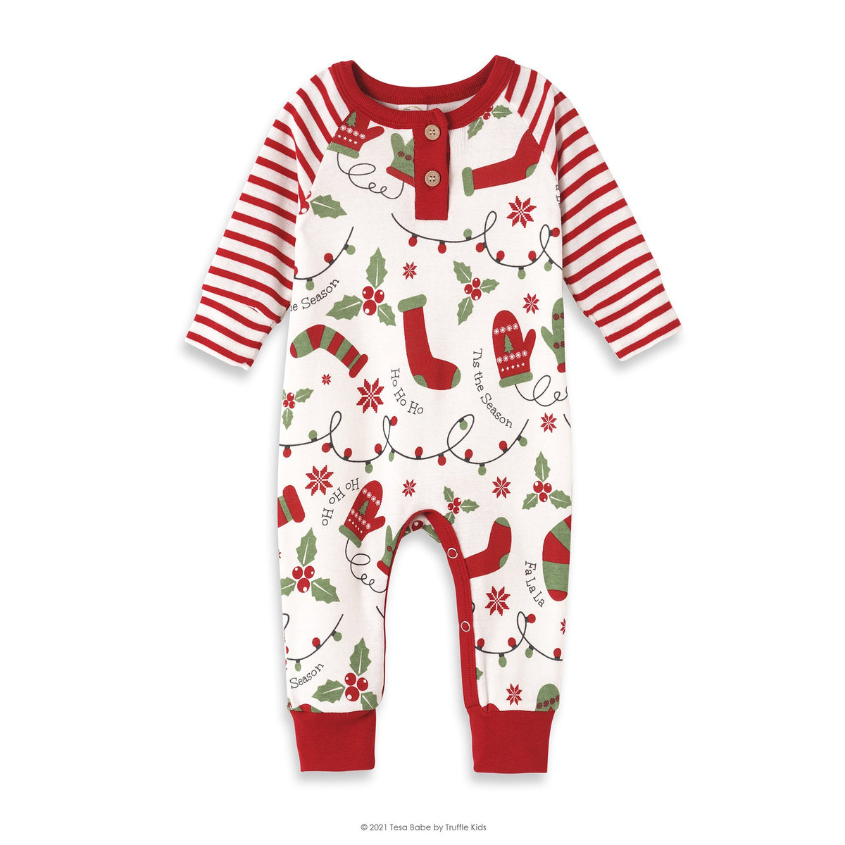 Tesa Babe Baby Unisex Clothes Romper / Newborn Tis The Season Henley Romper