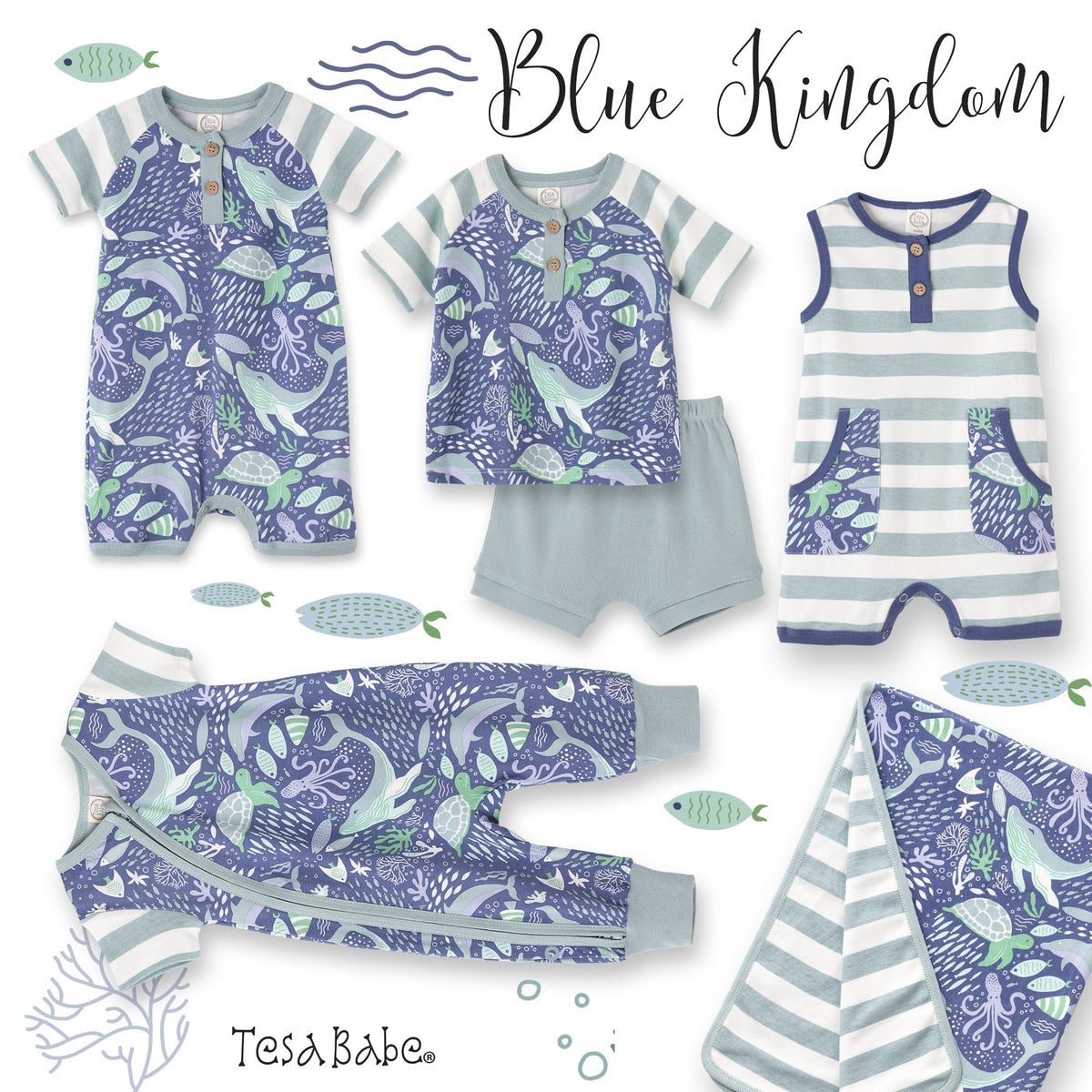 Tesa Babe Base Product Blue Kingdom Henley Shorty Romper