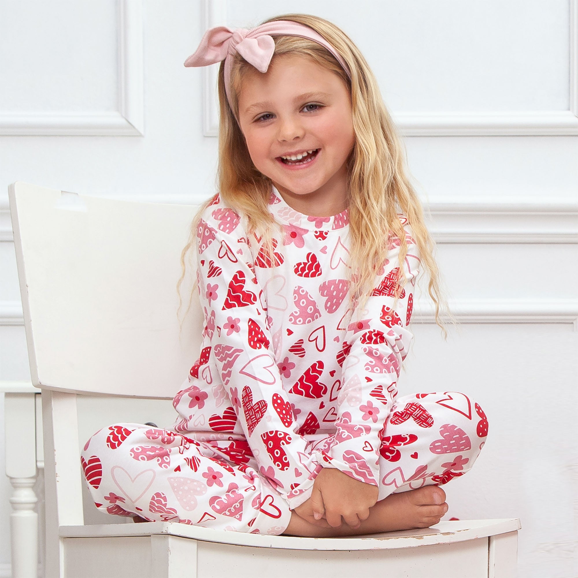 Hearts Girl's Bamboo Pajama Set – Tesa Babe - Main Image