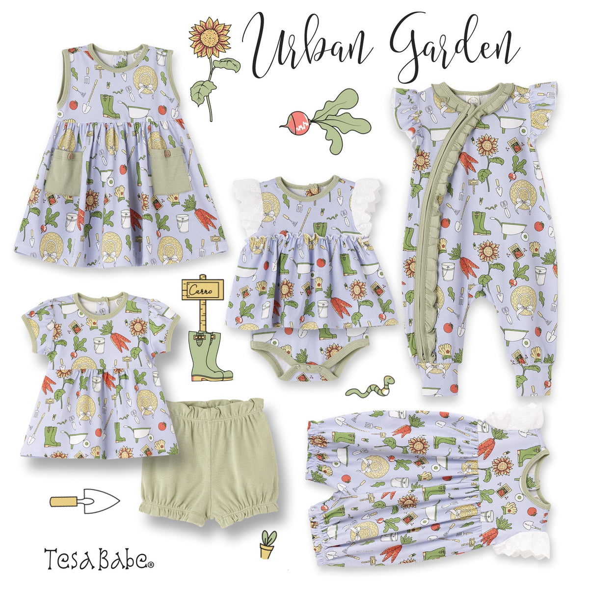 Tesa Babe Base Product Urban Garden Flutter Sleeve Skirted Bodysuit