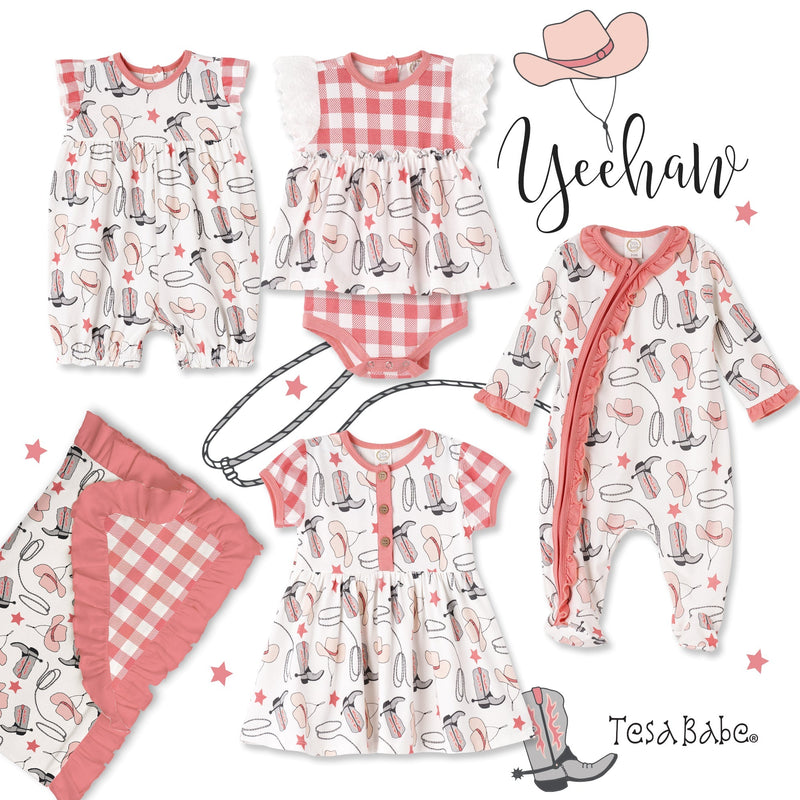 Tesa Babe Base Product Yeehaw/Pink Flutter Sleeve Skirted Bodysuit